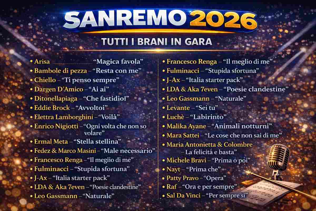 Sanremo programma brani in gara